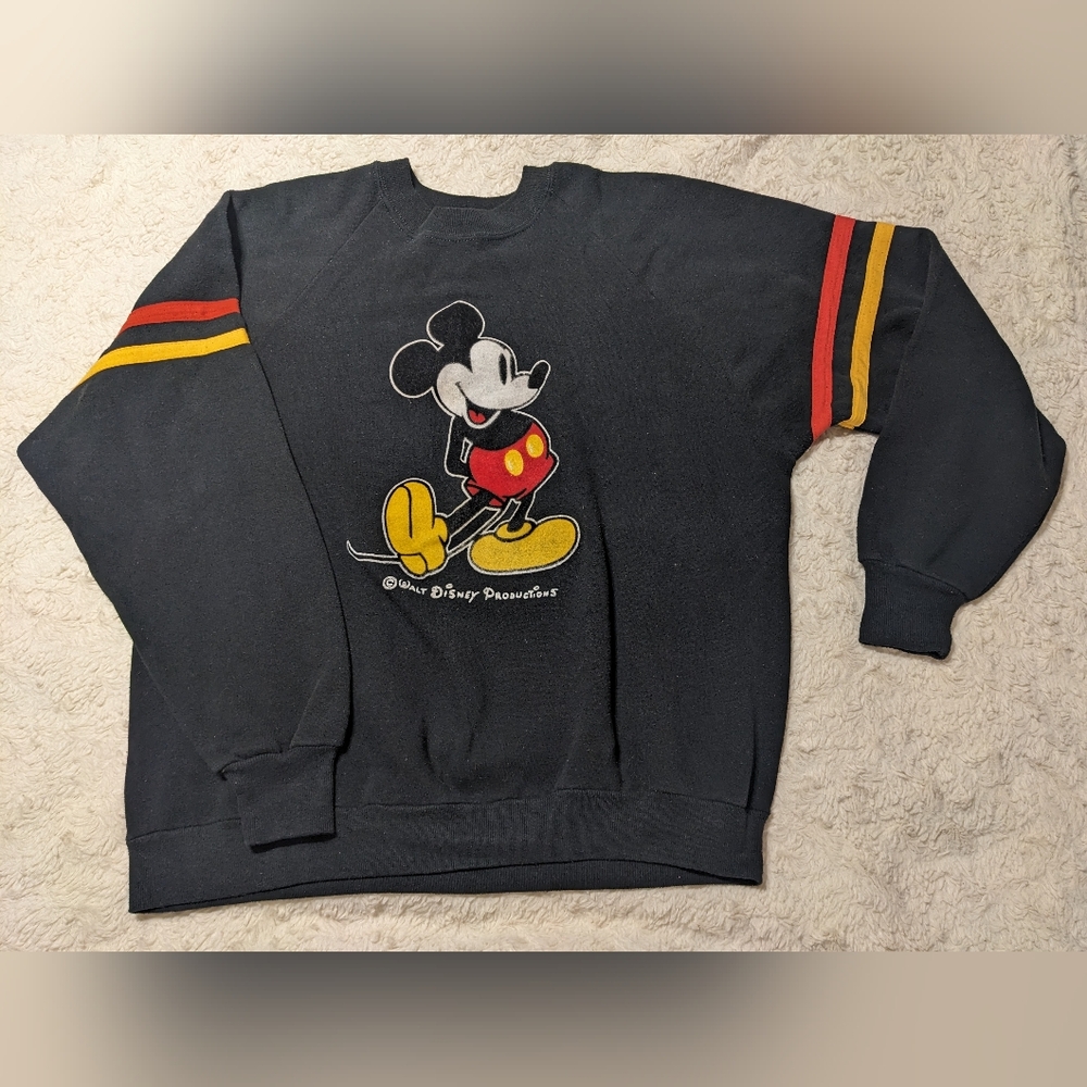 Vintage Disney Mickey Mouse Black Crewneck Sweatshirt Made in the USA sz L XL